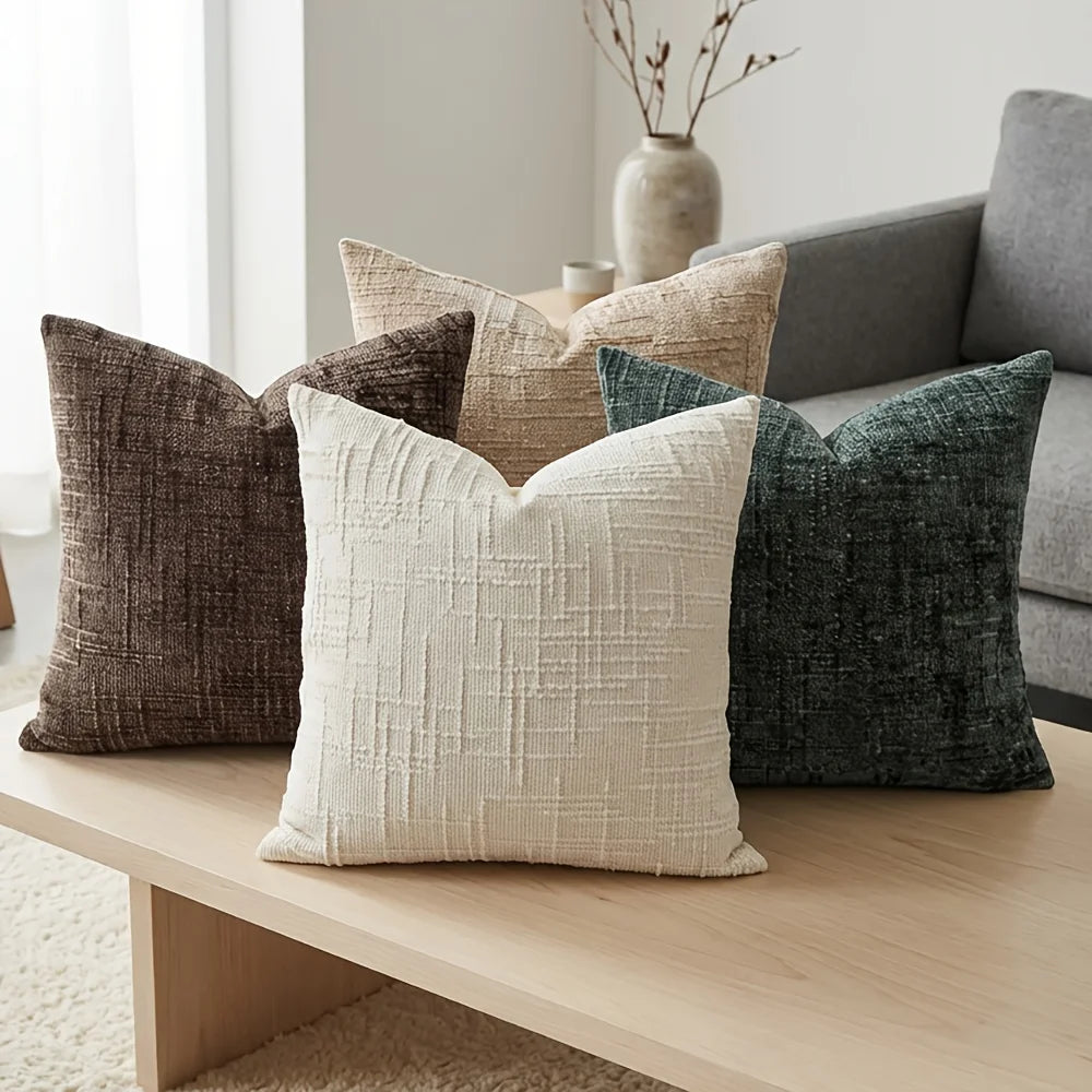1Pcs Boho Soft Chenille Textured Home Decor Throw Pillow Covers 18x18in Farmhouse Cushion Covers for Spring Summer Fall Winter