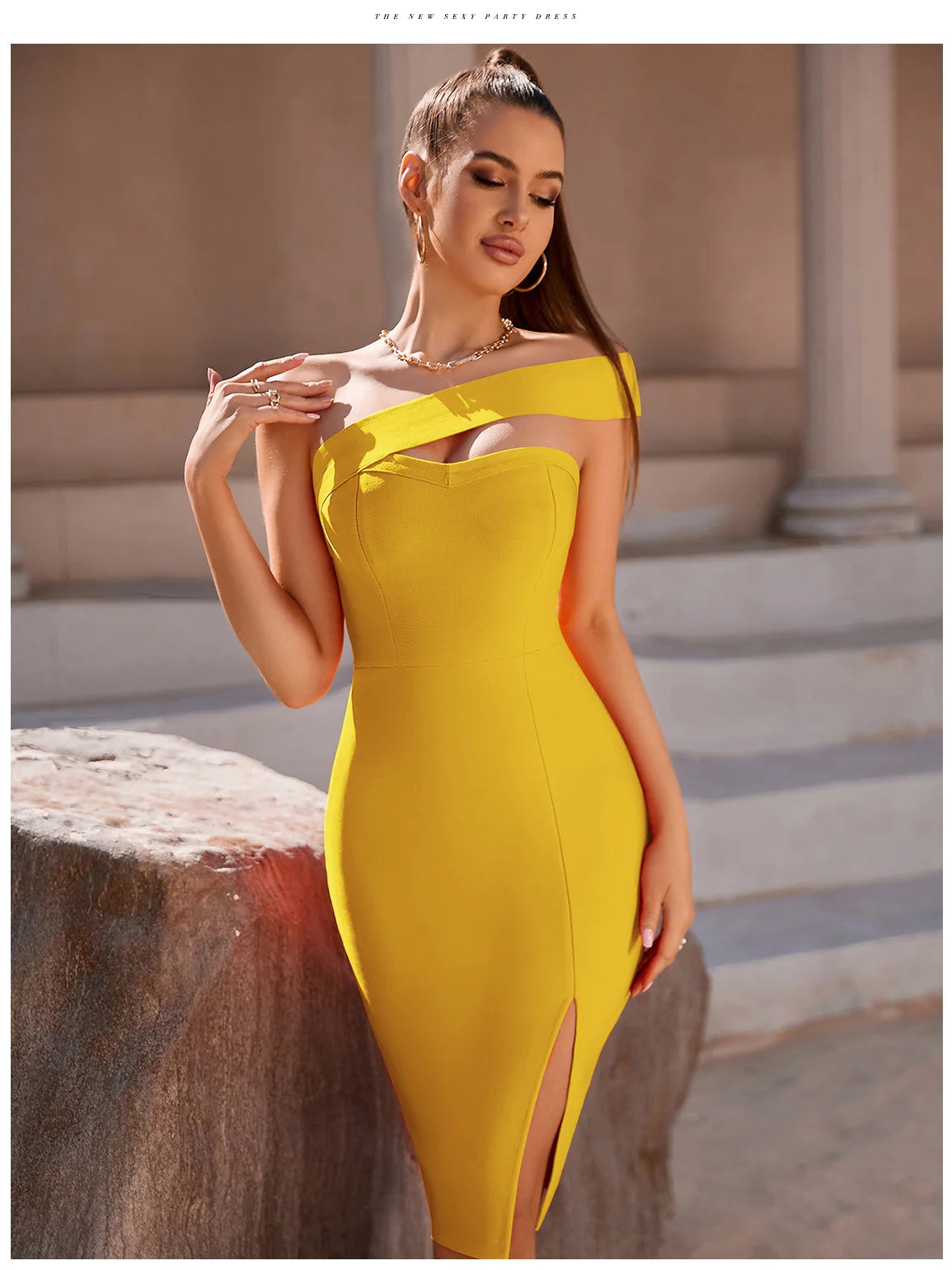 Bandage Dress Women Elegant Black One Shoulder Strapless Celebrity Runway Party Dress White Blue Split Party Pink Evening Dresse