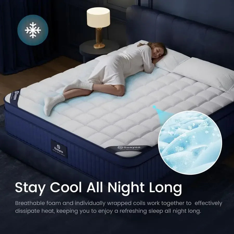 XL Mattresses, 12 Inch Twin XL Mattress in a Box, Medium Pocket Spring and Gel Memory Foam Hybrid Mattress for Superior Comfort