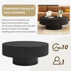31 Inch Modern Round Coffee Table with Sturdy Base, Wood Center Tables for Living Room Reception Room, Easy Assemble