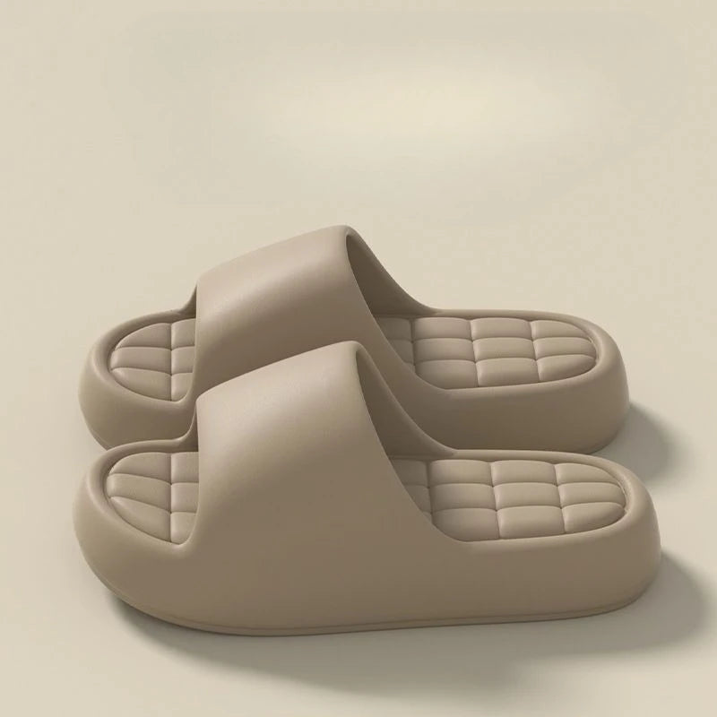 Unisex Bathroom Slippers Cloud Cushion Slides Summer Flat Sandals Thick Platform Shoes Man Indoor Non-Slip Couple Flip Flops
