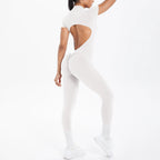 Sexy Backless Bodycon Scrunch Jumpsuit Raises Butt Women Dance Fitness Overalls Push Up  With Chest Cushion Yoga Sport Jump Suit