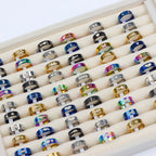 10/20 Pcs/Lot Fashion Multi Style Stainless Steel Jewelry Rings Zircon Crystal Spinner 5 Colors Punk Spikes For Womens Mens Gift