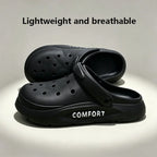 Women's Men's Slippers Summer Anti-Slip Couple Hollow Covered Toe Indoor Outdoor Casual Thick Bottom Sandals for Home Adults