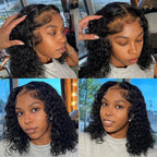 Deep Wave Bob Lace Front Human Hair Wigs Short Bob Wig 13x4 4x4 Lace Frontal Wigs Brazilian Black Pre Plucked Curly Human Hair