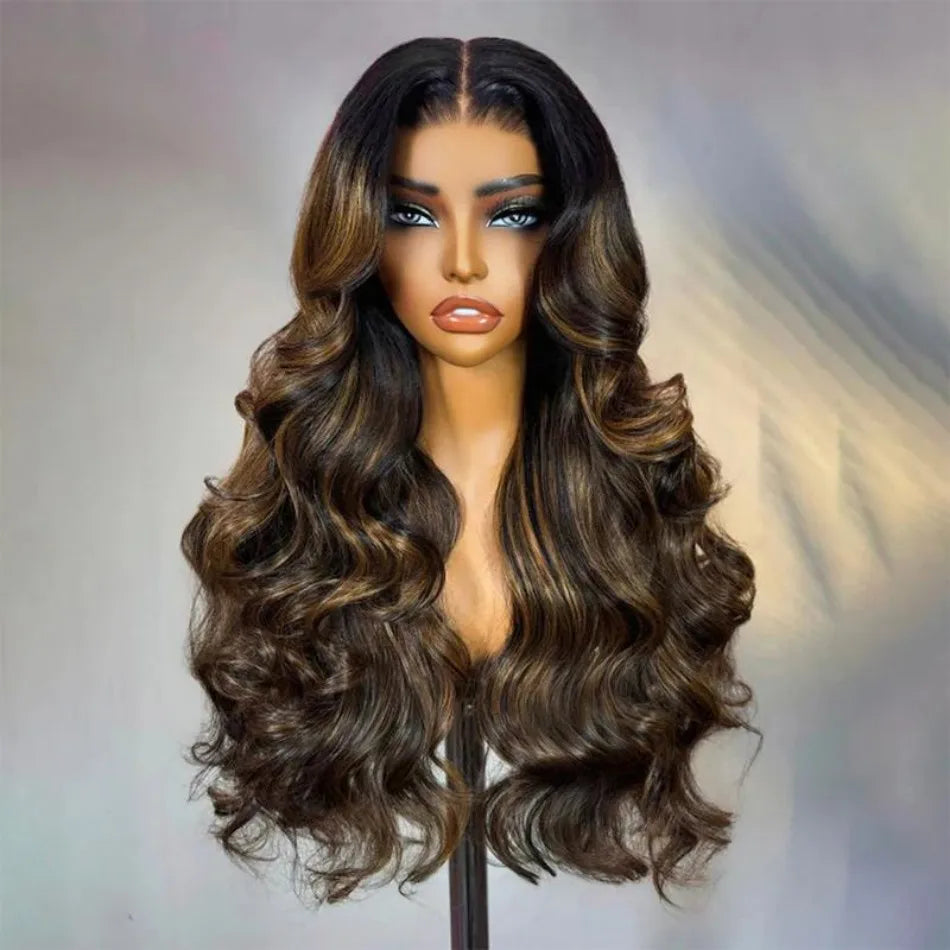 P1B30 Highlight Body Wave Human Hair Wigs 100%Human Hair Quality 13X6 Hd Lace Frontal Wigs 250 Density Brazilian Lace Front Wigs
