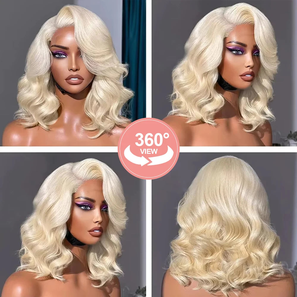 HD Transparent Short Bob 613 Blonde Body Wave 13x6 Lace Front Human Hair Wigs For Women Brazilian Lace Frontal Wig Pre Plucked