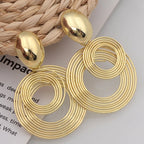 Trendy Big Round Statement Earrings for Women Golden Silver Color Metal Geometry Dangle Drop Earrings European Simple Jewelry