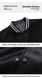 American Retro Suede Baseball Jacket Men's Spring Autumn Casual Leather Sleeve Outerwear JK819 Public Version Couple's Style