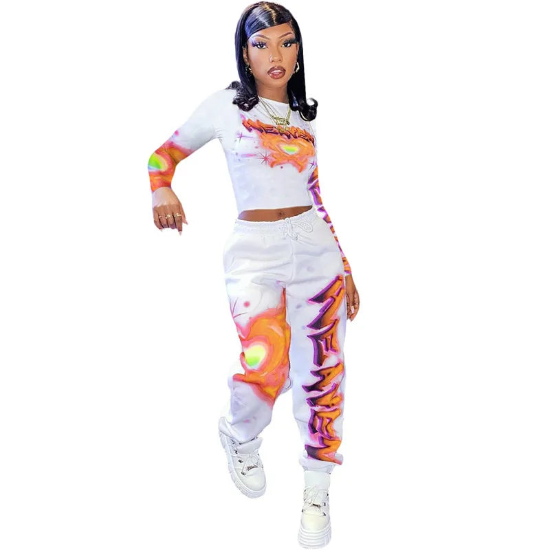 High Quality 2 Piece Outfit for Women Set  Casual Sweat Suit Crop Sweatpant Joggers Tracksuit Fall Clothes Wholesale Dropshpping Secondary image