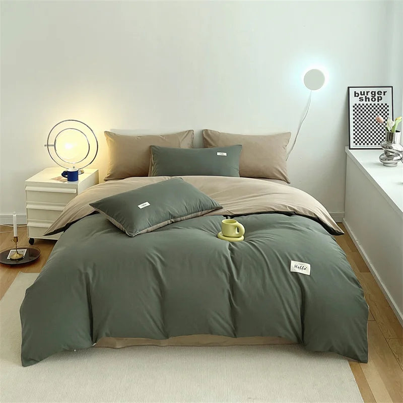 INS style high luxury solid color double-sided style single couple quilt cover soft luxury hotel & apartment & home bedding