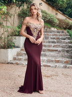 Women Evening Dresses Evening Prom Formal Gowns Wedding Party Long Dress Lace Applique Off Shoulder Dresses Gala