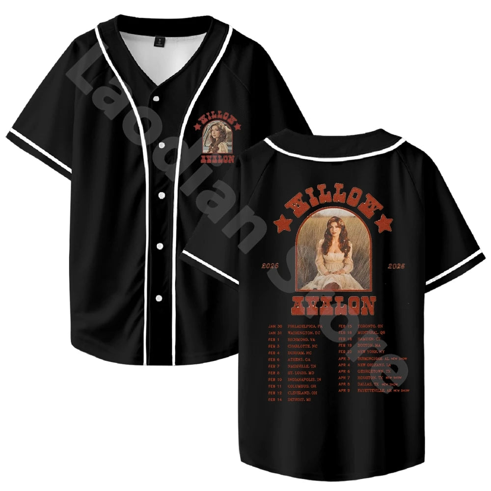 Willow Avalon Tour 2025 Baseball Jersey Hip Hop Shirts Fashion Jersey Casual Baseball Jacket Hip Hop Tshirt Cool Short Sleeve