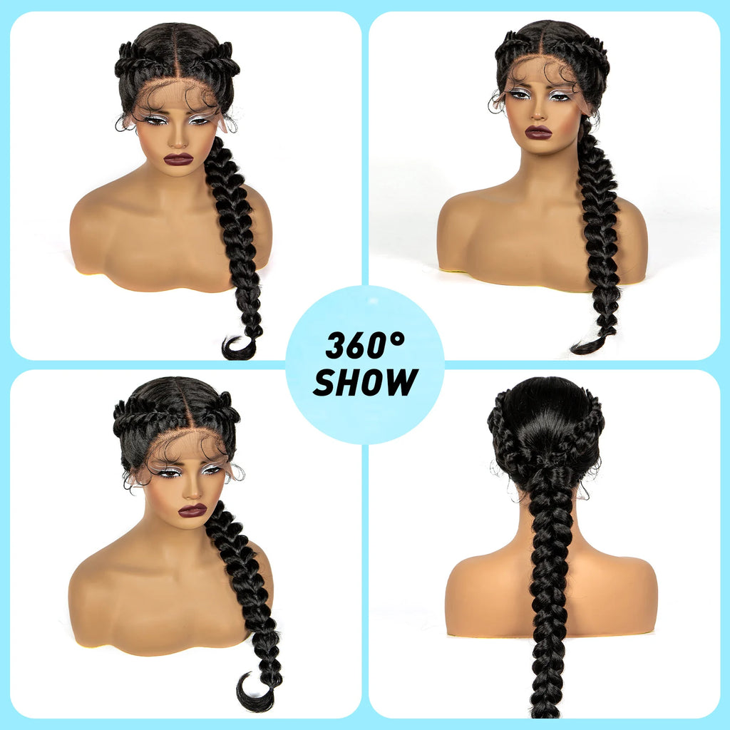 Twist Braided Wigs Synthetic Lace Front Handmade Knotelss Braided Lace Wigs Natural Braidis Wigs with Baby Hair for Black Women