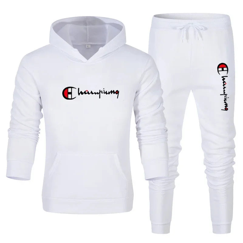 2026 Men's Tracksuit Hooded Sweatshirt+Sweatpants 2 Pcs Sets Sports Suit Casual Jogger Sportswear 2 Piece Male Streetwear Sets
