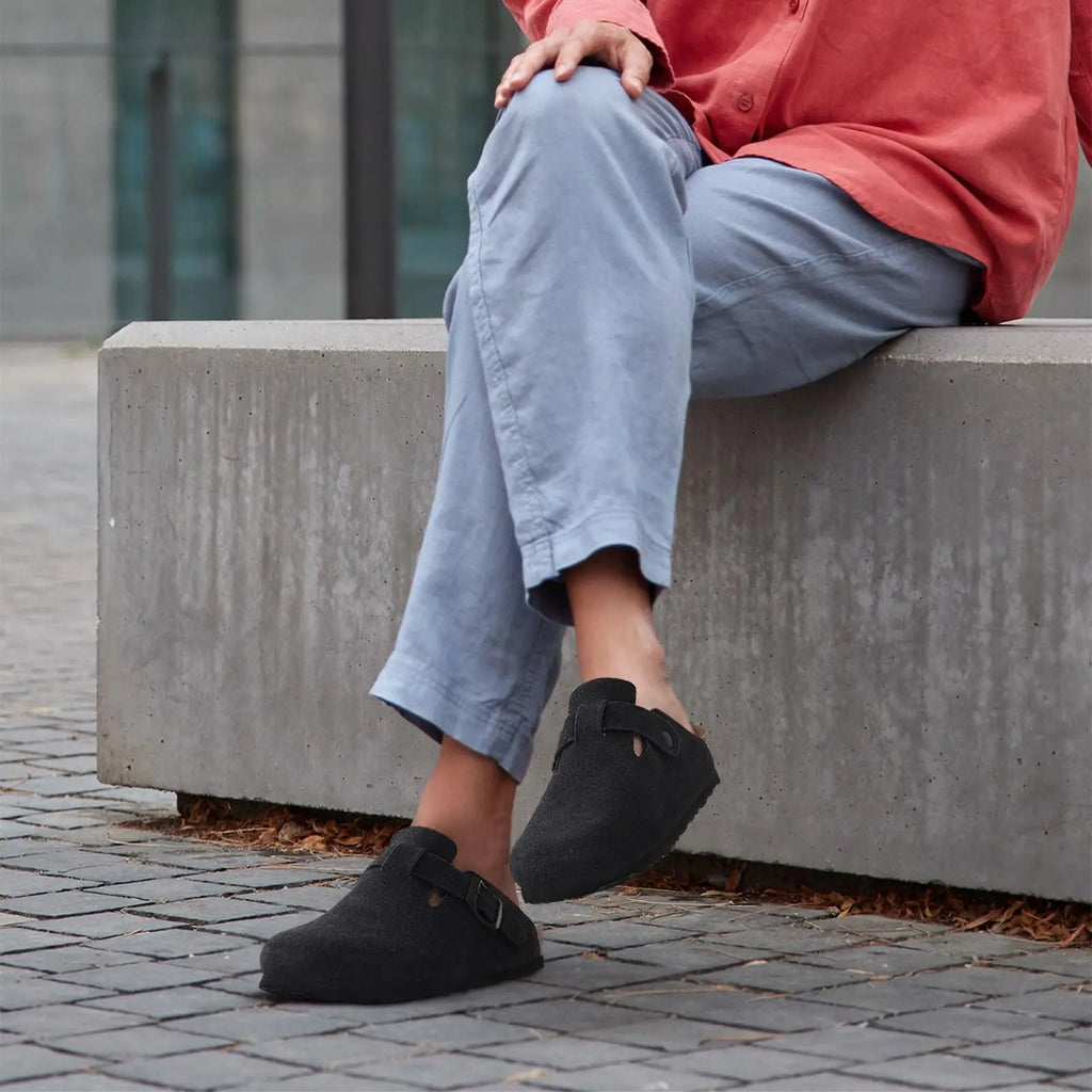 Crestar Fashion Clogs Slippers For Women Classic Suede Men Mules Cork Footbed Leather Potato Shoes With Arch Support Beach Slide