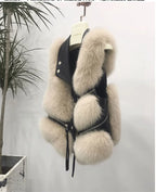 Autumn Winter Splicing Imitation Fox Fur Grass Vest Women Short Jacket 2025New Fashion Versatile Sleeveless Lady Waistcoat Coat