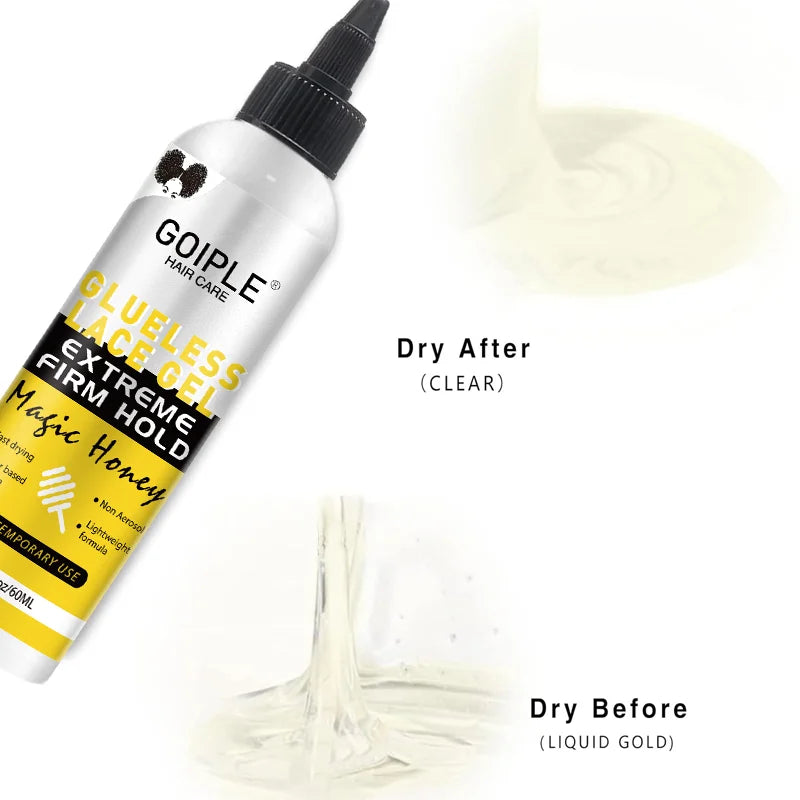 GOIPLE 2fl.oz Washable Glue Less Lace Gel Extreme Firm Hold Fast Drying Natural Wig Formula Adhesive for Temporary Use