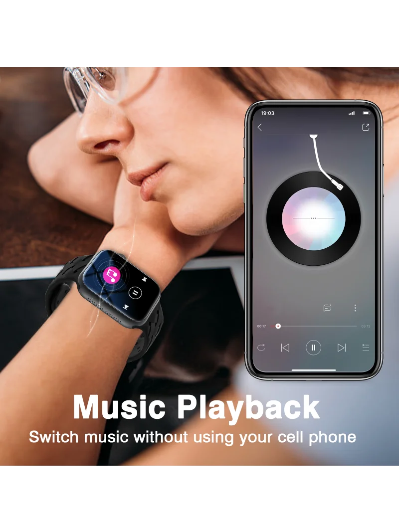 New Smart Watch,More Sports Modes,Voice Assistant,Outdoor Fitness Tracker, For Iphone/Android, An Ideal Gift for Family &Friends