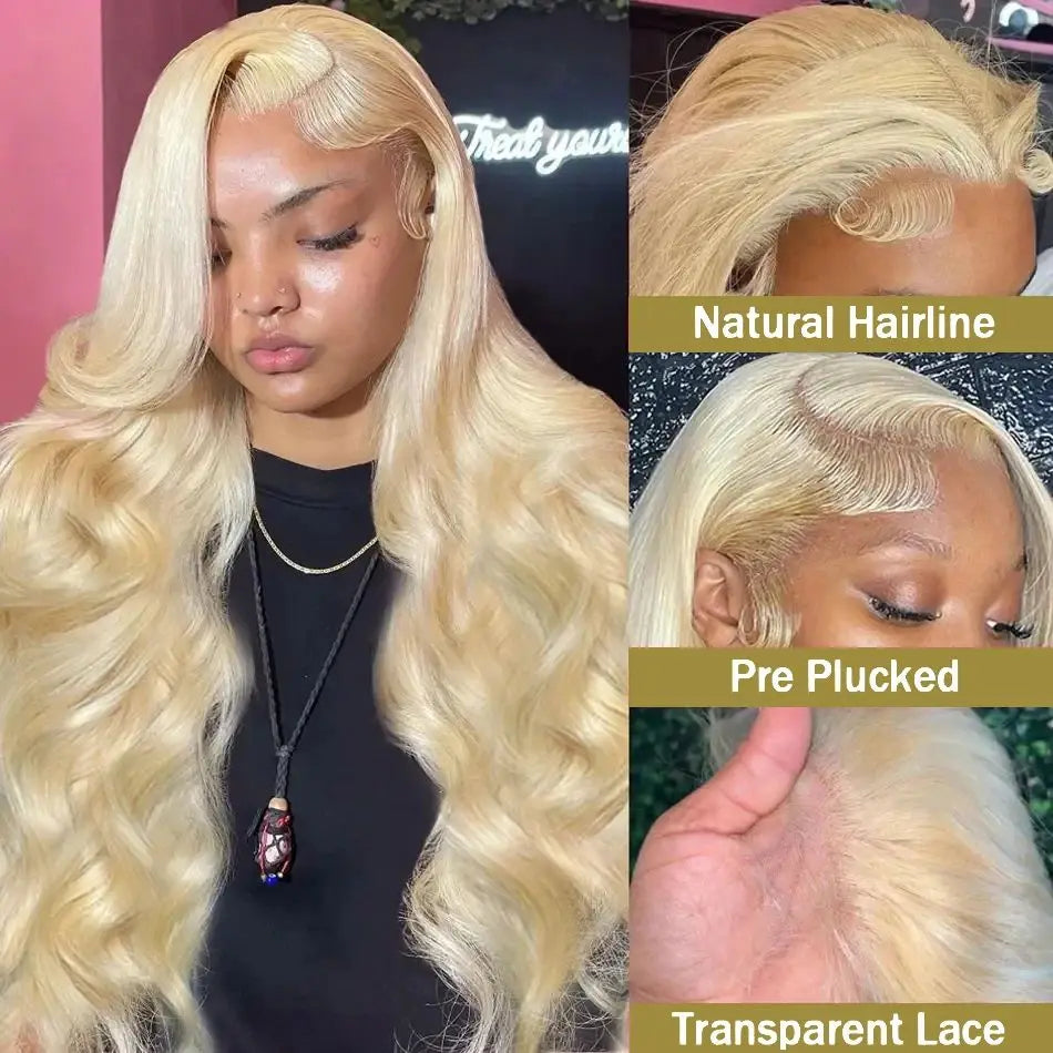 613 Hd Lace Frontal Wig 13x6 Body Wave Human Hair Wigs Brazilian 220 Density Pre Plucked Blonde transparent Lace Front Wig 30 In Secondary image