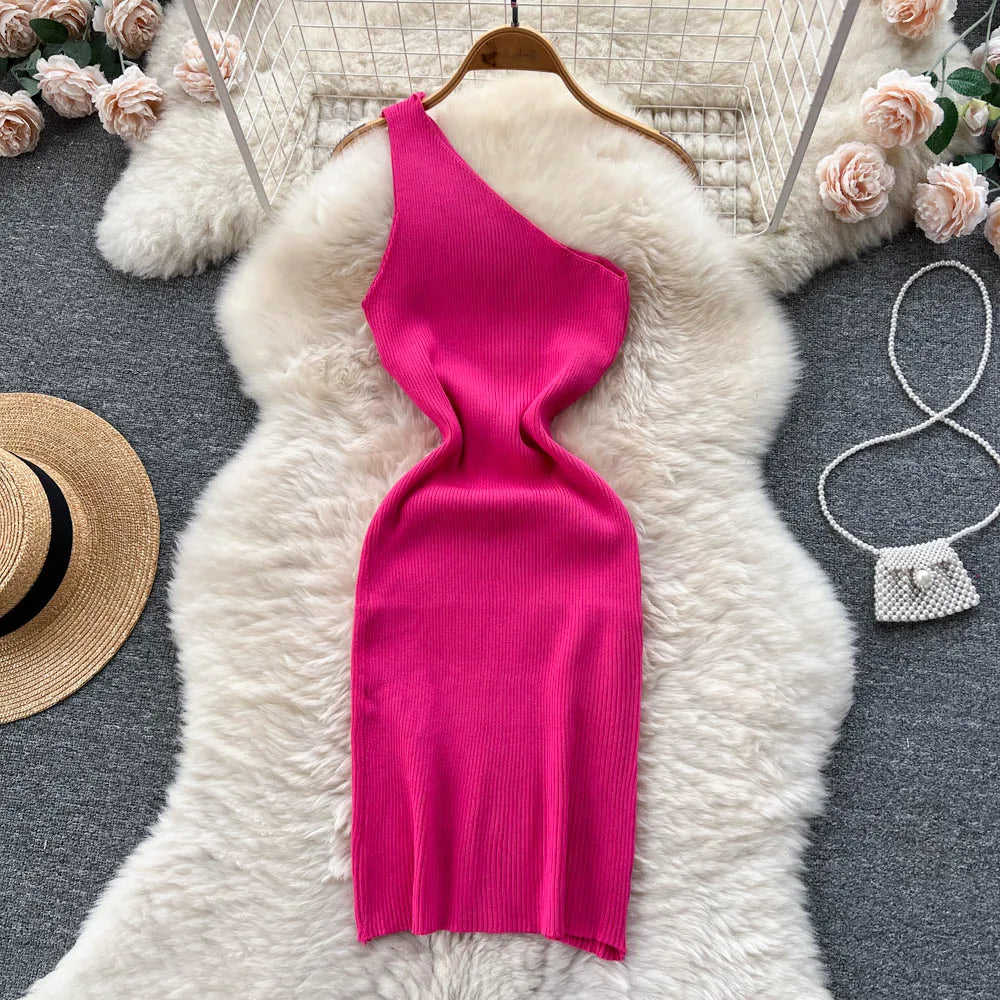 Solid New Chic Fashion Sexy Package Hips Mini Dress Women Summer Slim Elastic Knitted Party Dress Streetwear Lady Outfits