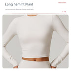 Fall and Winter Brushed Back Yoga Clothes Suit High Waist Stretch Tight Exercise Workout Pants Women's Long-Sleeved T-shirt Strapless Bra Pad