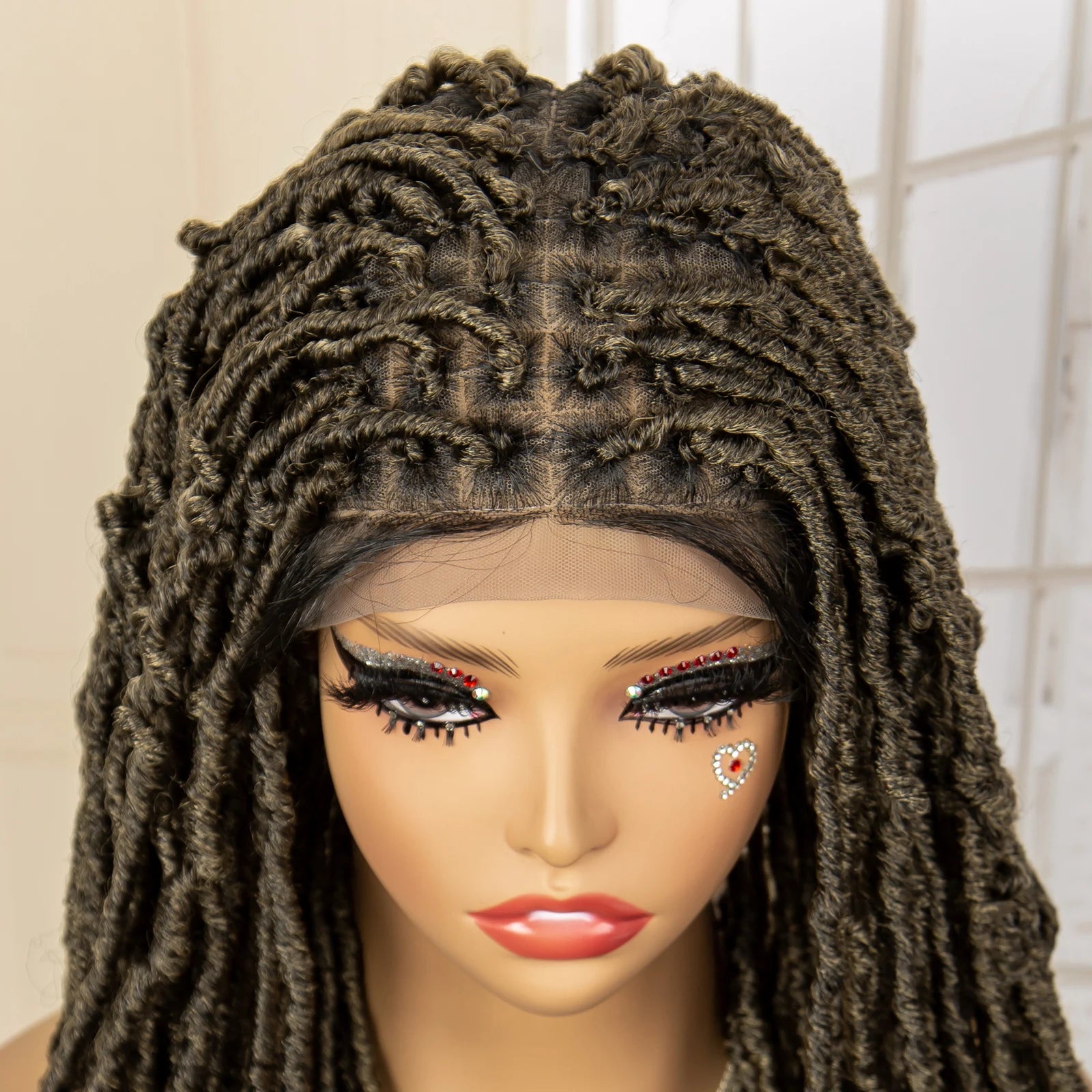Synthetic Full Lace Locs Braided Wigs for Black Women 24 inches Knotless Box Dreadlock Braids Wig Lace Frontal Braiding Wig