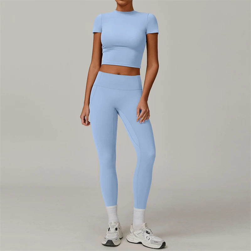 2-Piece Yoga Set – Crop Top & High Waist Leggings