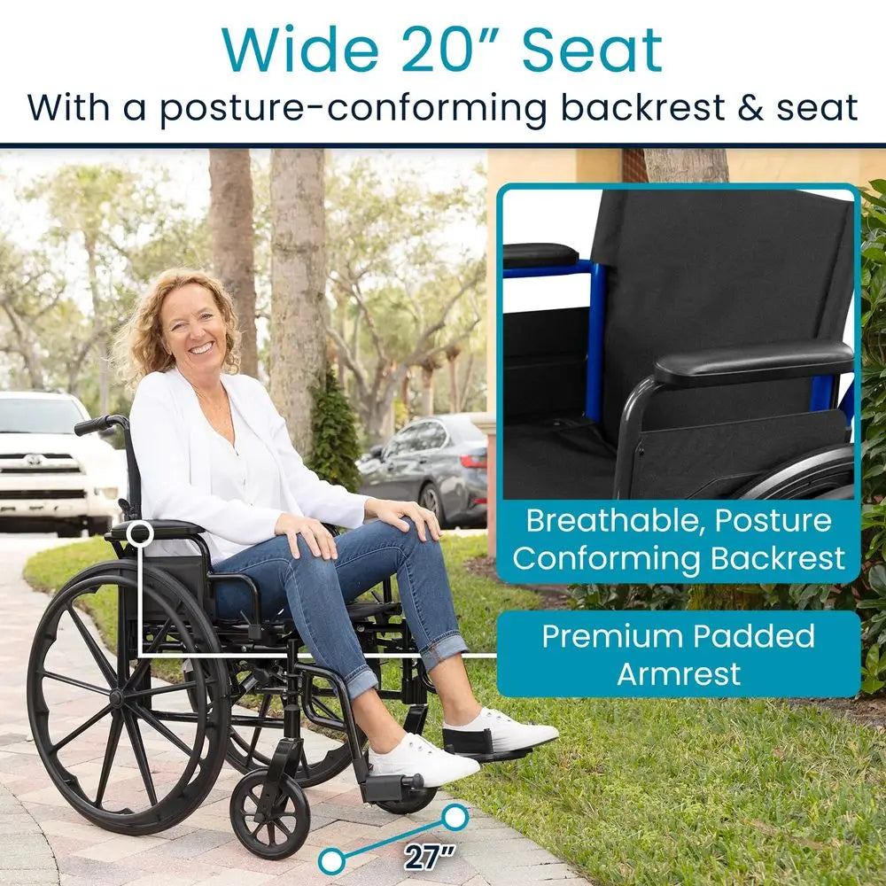 Bariatric Wheelchair for Adults Supports 400 lbs Foldable, Heavy Duty, Manual amp Transport Wheel Chair Portable Senior Drive T