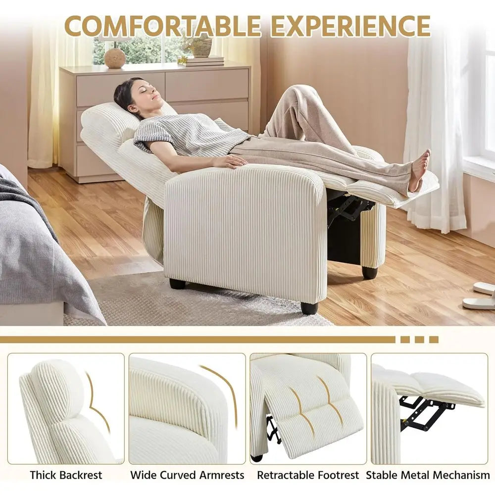 Beige Adjustable Recliner Chair for Home Theater, Living Room, or Bedroom