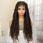 Synthetic Full Lace Locs Braided Wigs for Black Women 24 inches Knotless Box Dreadlock Braids Wig Lace Frontal Braiding Wig