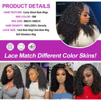Short Bob Deep Wave Lace Frontal Wig PrePlucked 13x4 13x6 Lace Front Wig Peruvian Curly Human Hair Bob Wigs For Women and Girls