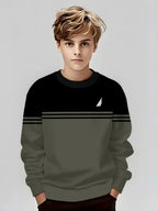 Autumn Classic Boyst-Shirt Outdoor Round Neck Long Sleeves Top Stripe 3D Print Street Loose T-Shirt Comfort Children's Clothing