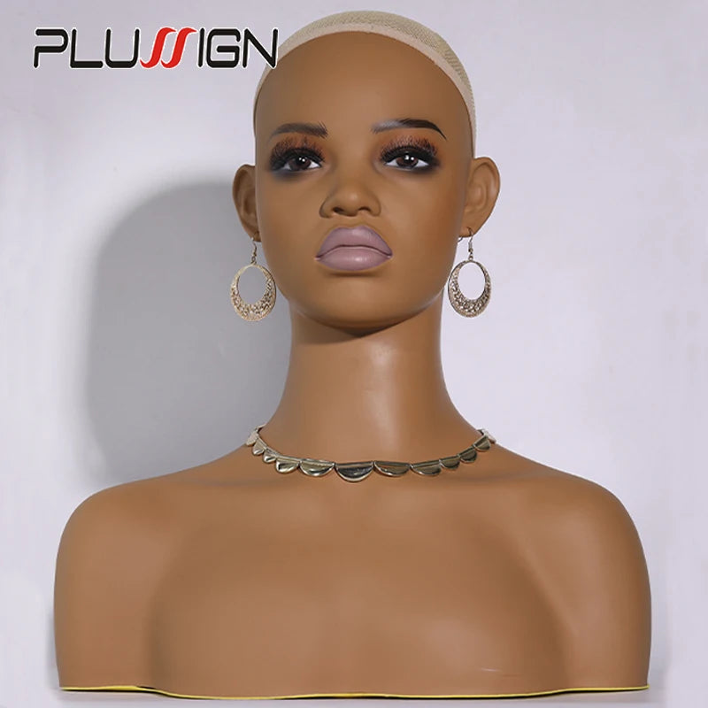 Mannequin Head For Wig African Dummy Head For Wig Doll Head With Anti Slip Hairnet Realistic Mannequin Head With Shoulders