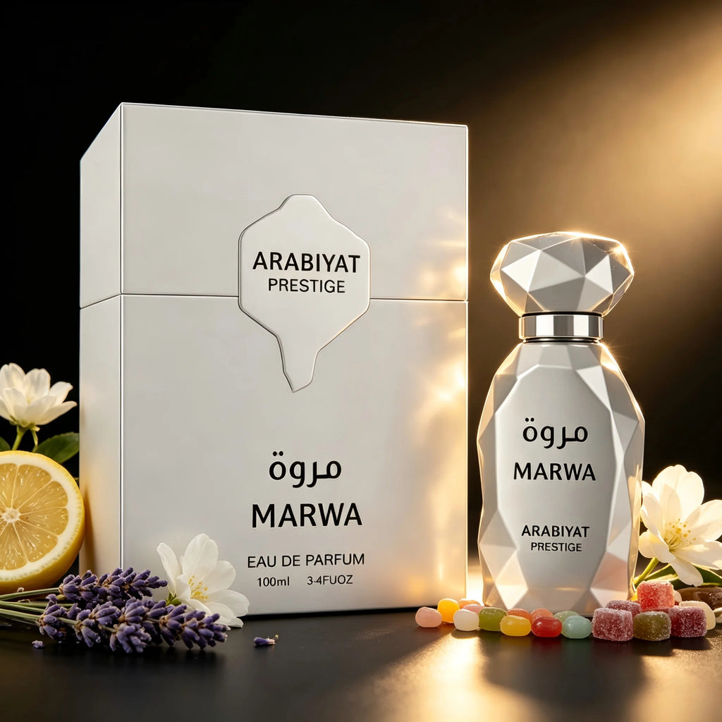 Arabiyat Marwa Middle East Dubai Unisex perfume, 3.4oz100ml, fresh wood fragrance, silver gift box packaging, high-end fragrance, suitable for any venue, perfect gift choice