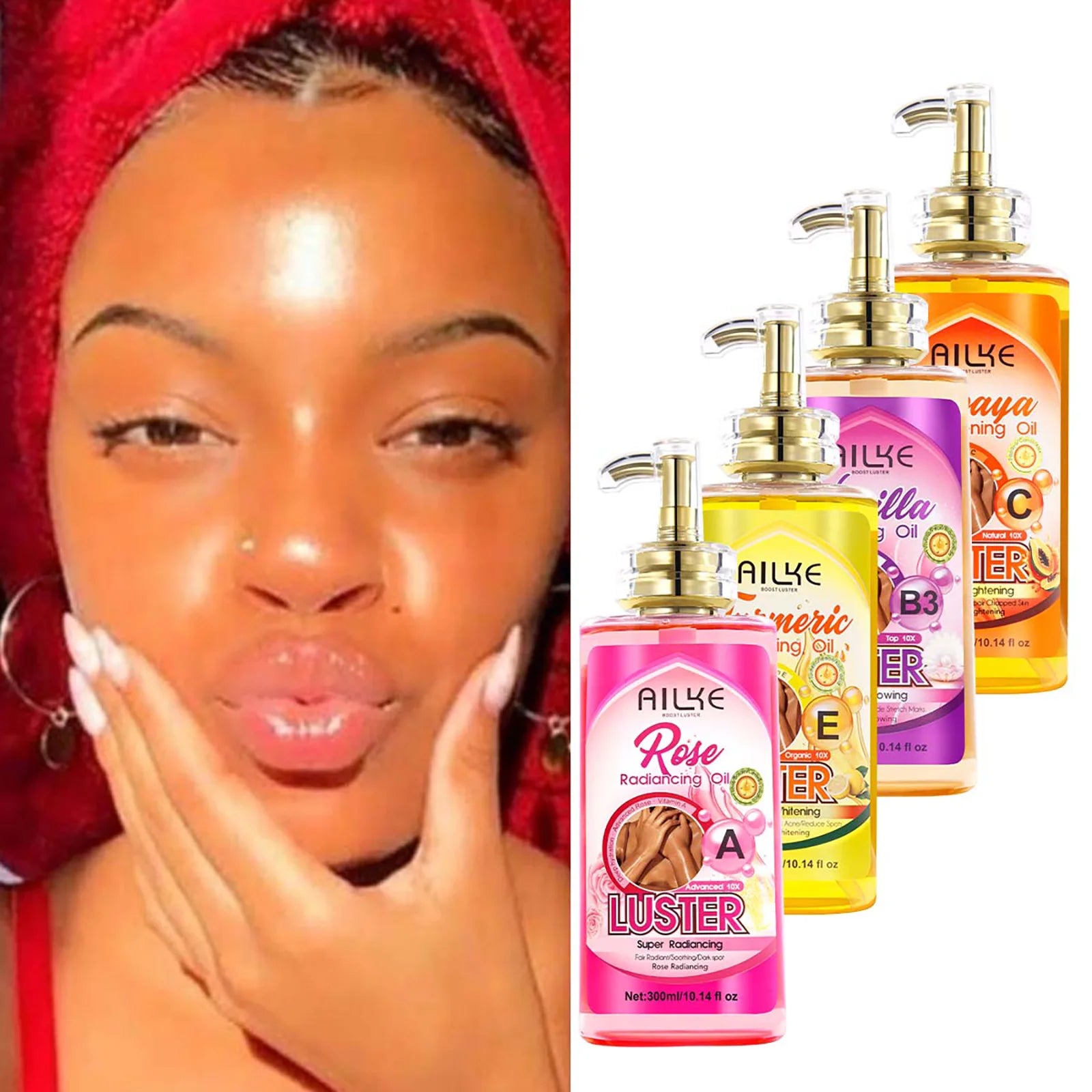 AILKE Whitening Body Oil, Moisturizing, Nourishing, Smooth Skin, Reduce Dark Spots, Suitable For All Skin Types, 300ml