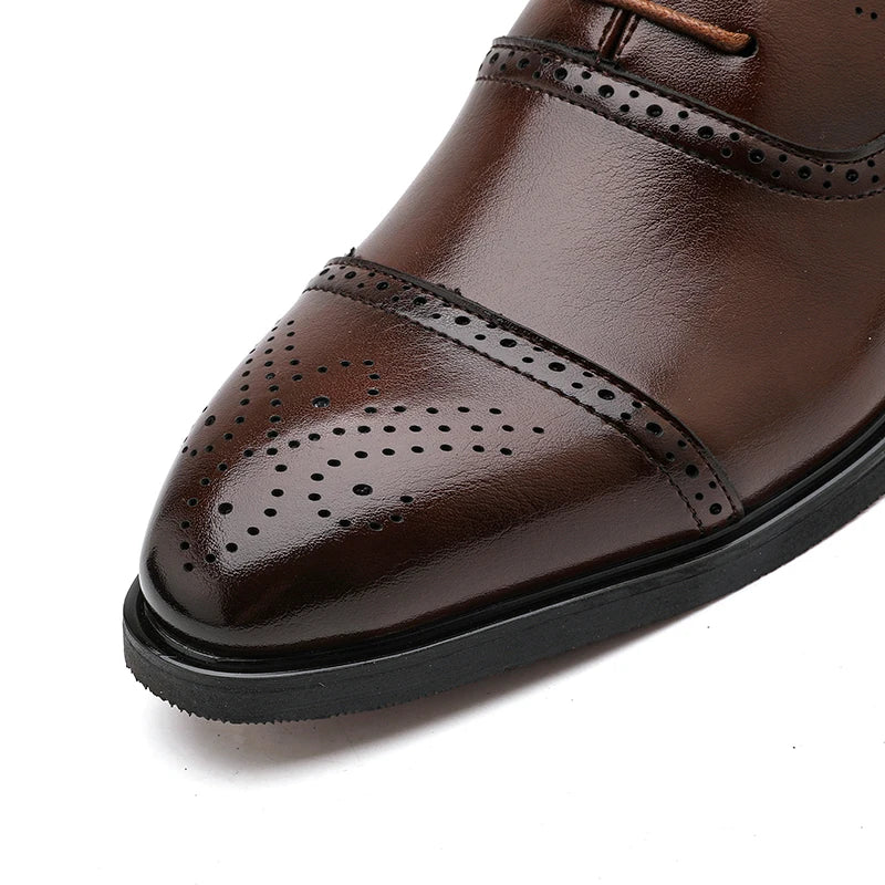 Oxfords Men Shoes Red Sole Fashion Business Casual Party Banquet Daily Retro Carved Lace-up Brogue Dress Shoes Secondary image