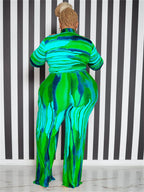 Wmstar Plus Size Two Piece Outfits Women Fall Clothing Tie Dye Top and Pants Leggings Matching Set Wholesale