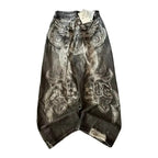 Gothic New Fashion Heavy Industry Washing Equipment Multi-pocket Jean Women Y2K Rock Popular Hiphop High Waist Wide-leg Trousers