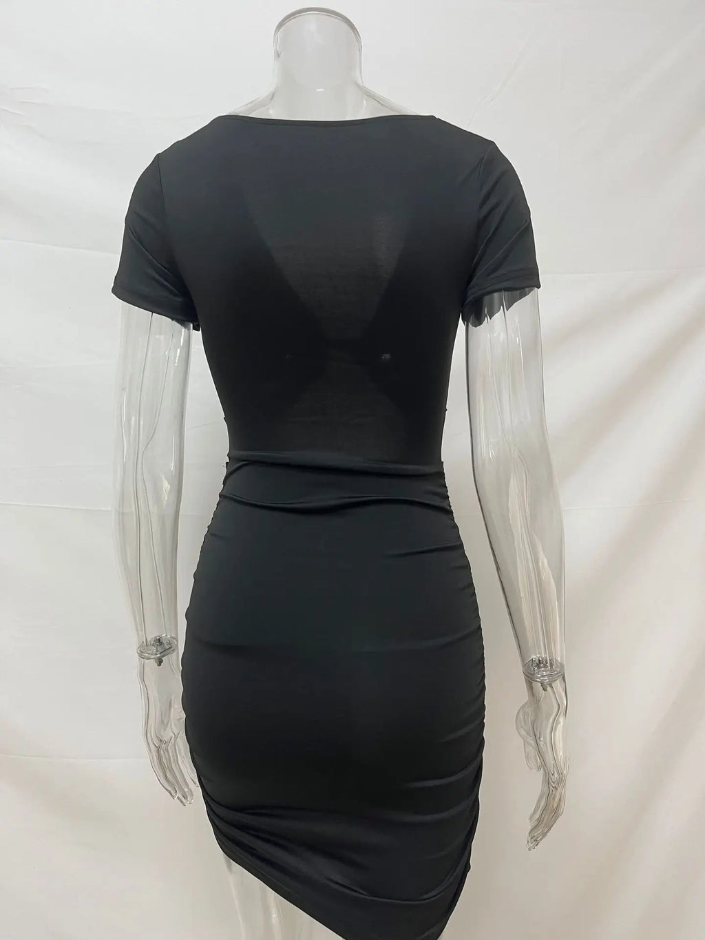2026 cross-border women's short-sleeved summer Europe and the United States sexy V-neck Fanny pack buttock dress