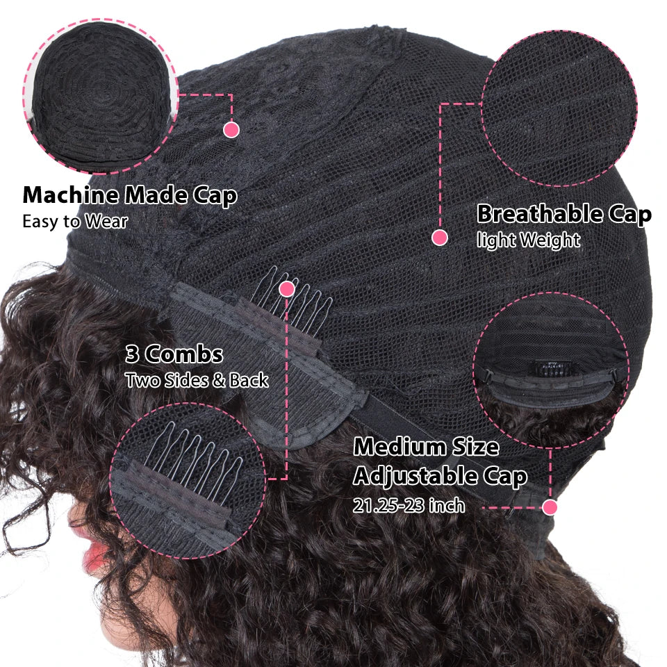 Jerry Curly Short Pixie Bob Cut Human Hair Wigs With Bangs For Women Wear To Go Peruvian Highlight Honey Water Wave Wigs
