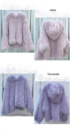 Fox Fur Coat Women's Winter Fashion Warm 100% Fox Fur Coat Hooded Long Sleeved Sweet Women's Luxury Designer Coat