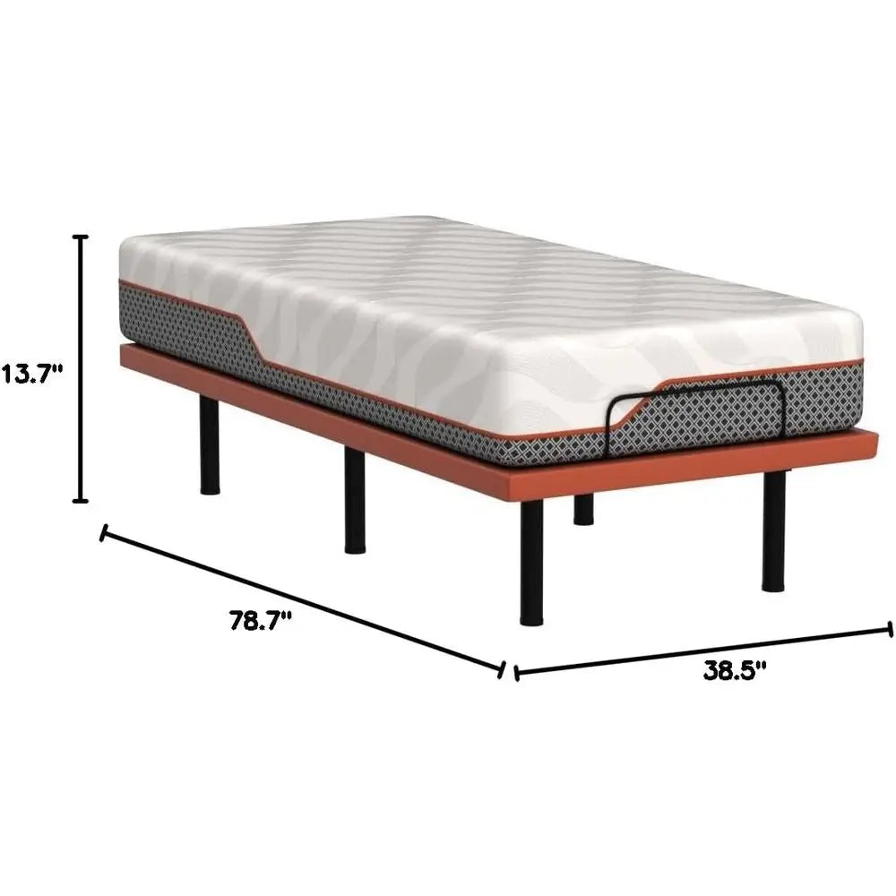 Adjustable Twin XL Hybrid Mattress - Luxury Gel Memory Foam with 319 Pocket Springs, Massage, Wireless Remote, USB Port, Under B