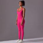 Sexy Back V Jumpsuit Gym Set Women Training Yoga Suit Sportswear Women Sports Jumpsuit Fitness Rompers Stretch Workout Bodysuits