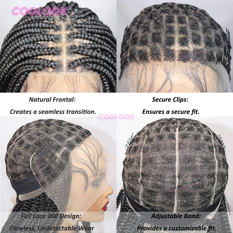 36" Cornrow Braids Lace Wigs Synthetic Full Lace Braided Wigs For Women Knotless Box Braid Wig Braided Wigs
