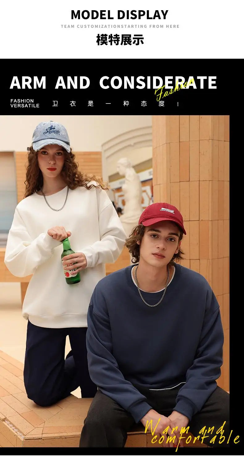 Customizable Thick Sweatshirt for Man Women Plain Hoodie Sweater Autumn Winter Fleece Sweatshirts Logo Original Design