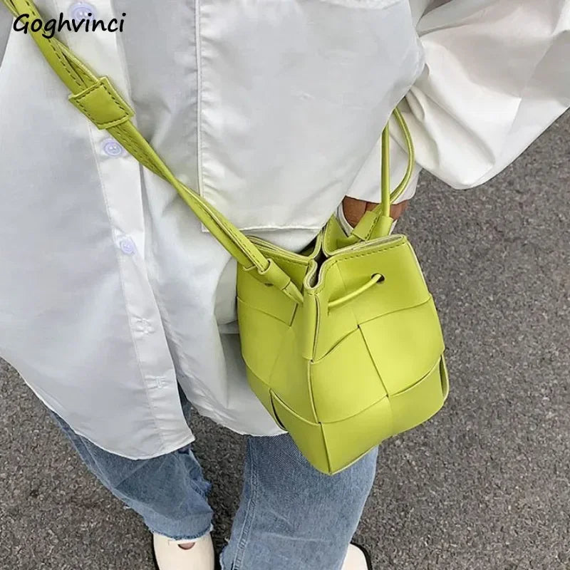 Summer New Fashion Mini Bags Women Design Korean Chic Woven Shoulder Crossbody PU Leather Handbag Hotgirl All-match Money Bag Main image
