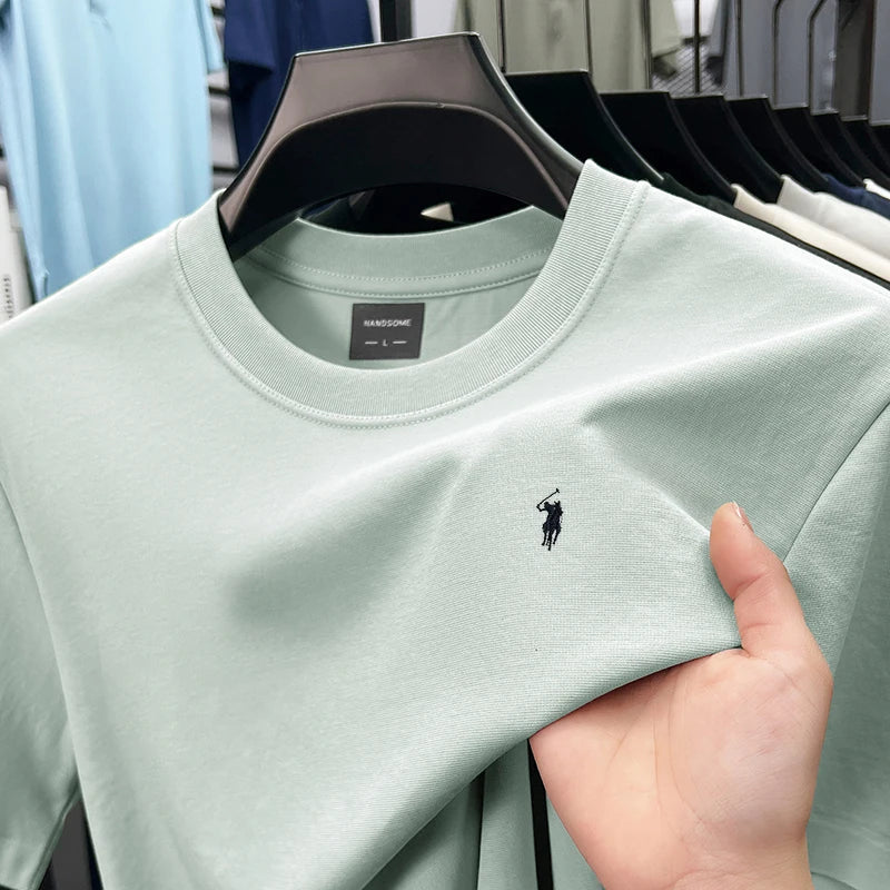 High end silky cotton breathable short sleeve T-shirt men summer designer Paul brand embroidered fashion casual round neck top Main image