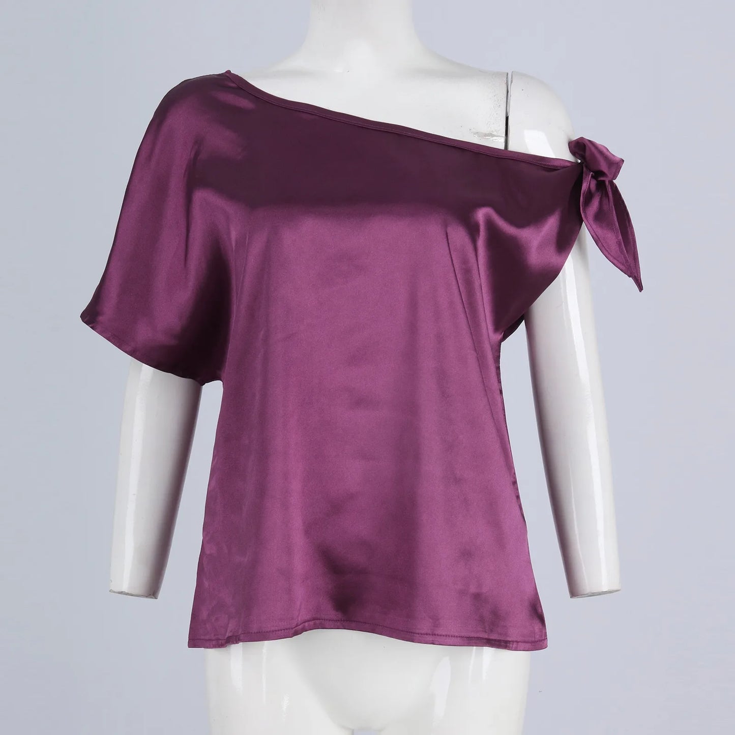 Womens Tops 2026 Pullover Fashionable And Sexy Women'S Solid Color Satin Pullover One-Shoulder Sleeveless Top топ летний