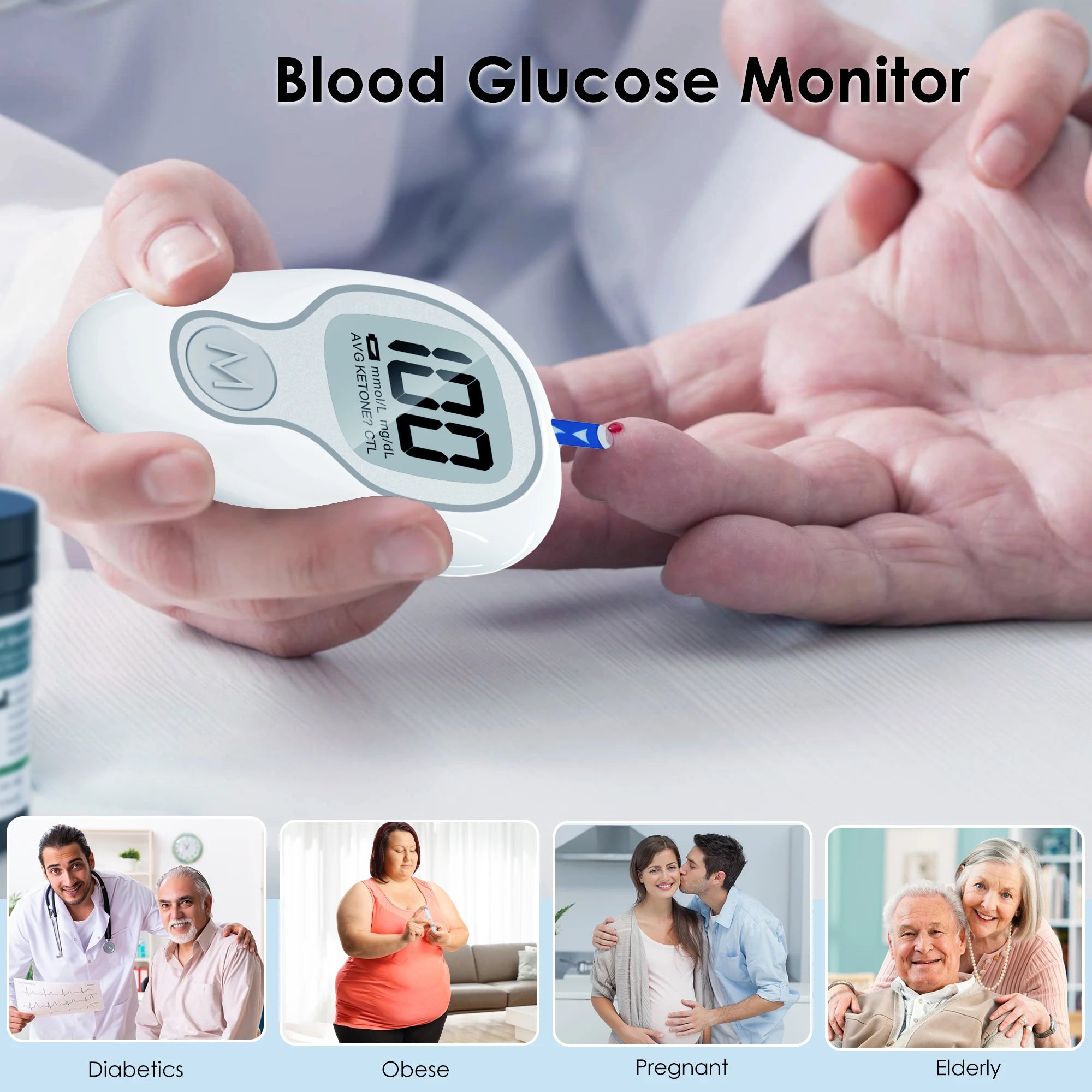 LinkSun G-425-1 Blood Glucose Meter Kit 50/100pcs Test Strips Lancets for Diabetes Monitor Digital Glucometer Blood Sugar Meter